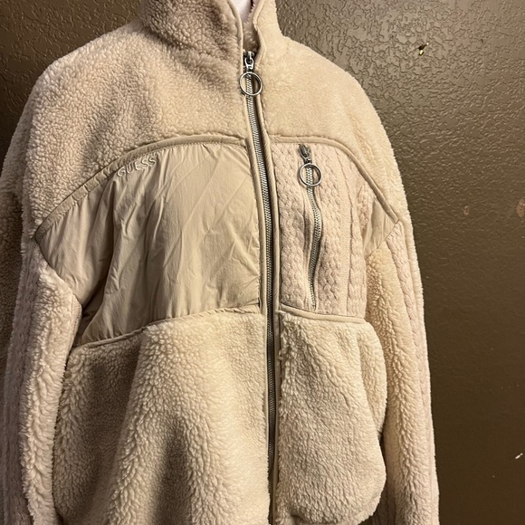Guess Jackets & Blazers - GUESS Women's Cream Sherpa Jacket SIZE L BRAND NEW